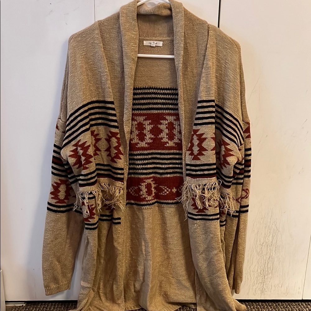 Maurices Tan and Red Southwestern Cardigan